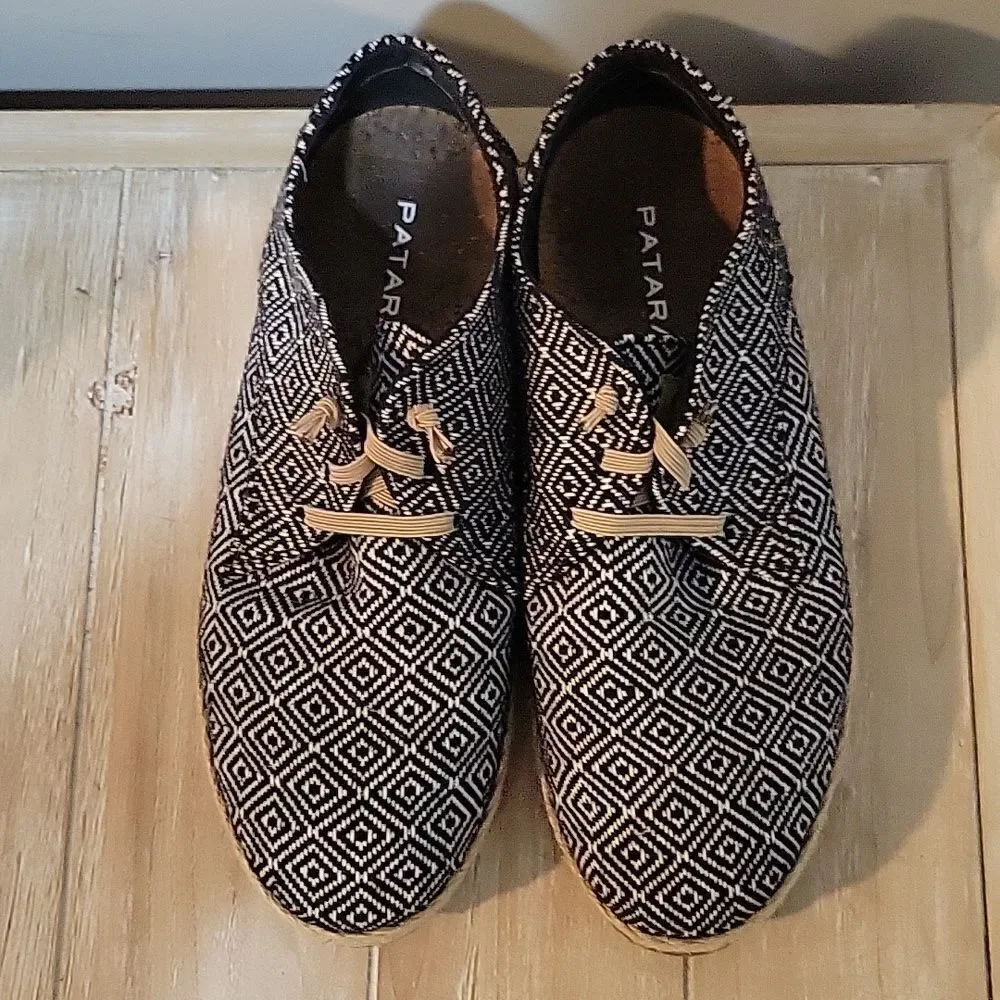 Patara Taj Black Nomad Geometric Lace Up Shoes Mens Size 8